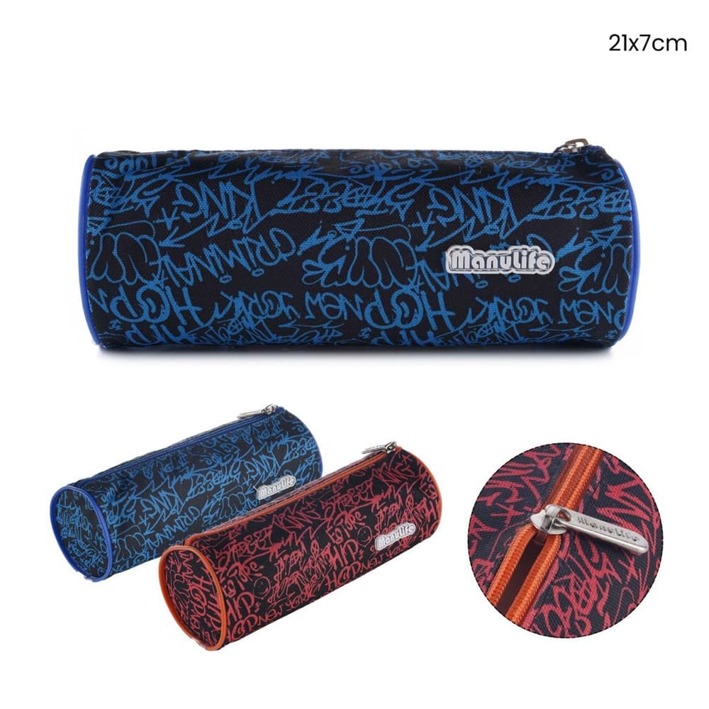 ASTUCCIO TOMBOLINO PORTAPENNE SCUOLA GRAFICA GRAFFITI CILINDRICO 21 X 7 CM 622048 - 2