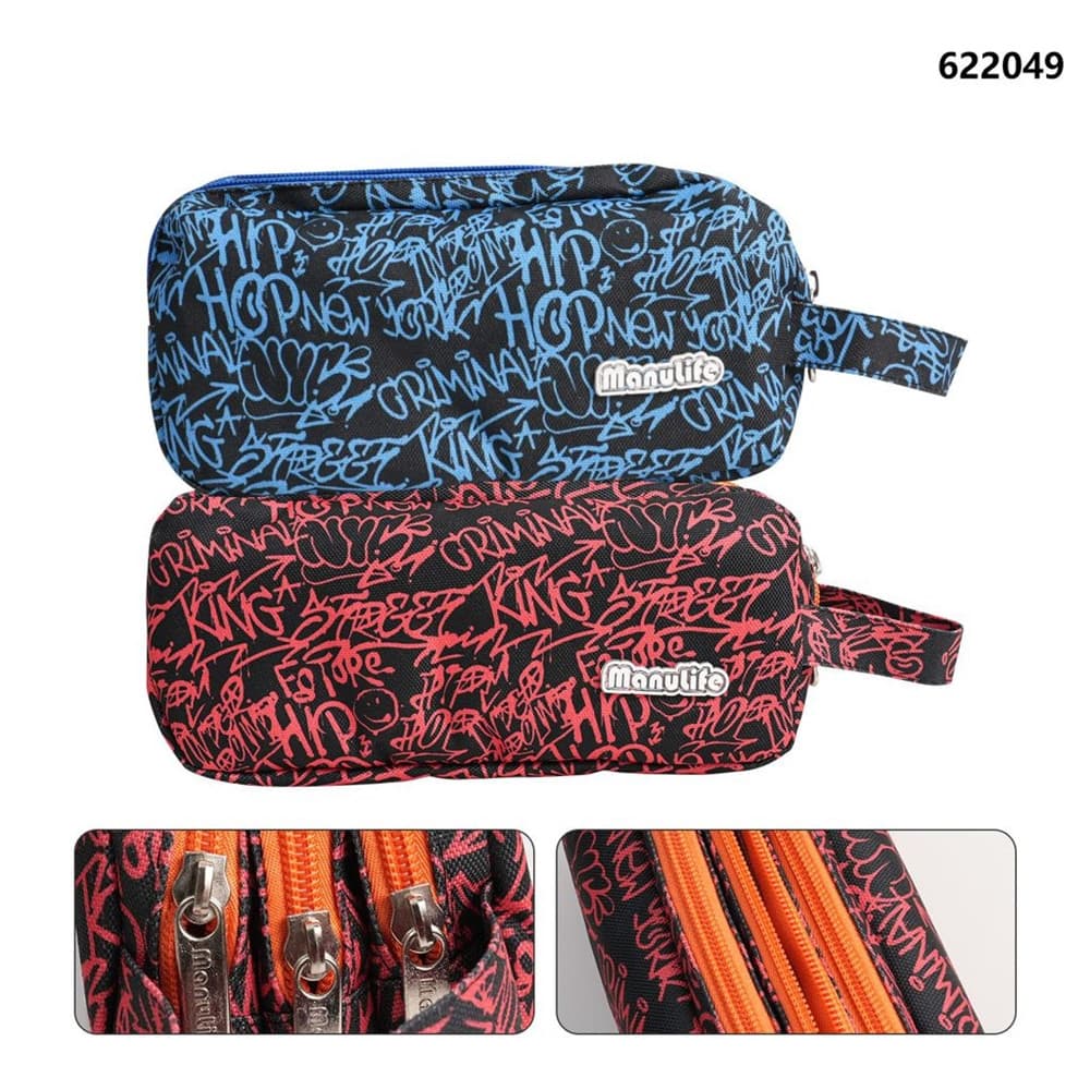 ASTUCCIO SCUOLA A 3 STRATI SCOMPARTI CON ZIP DESIGN GRAFFITI CON MANICO 622049 - 3