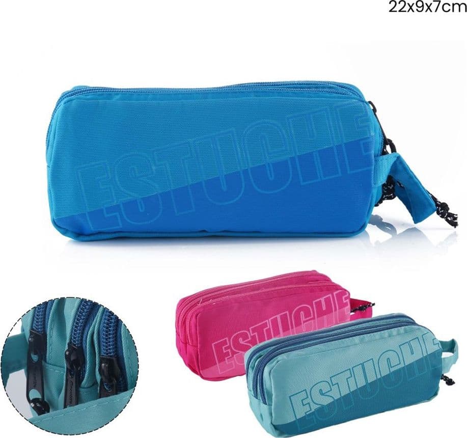 ASTUCCIO SCUOLA A 3 STRATI SCOMPARTI ZIP DESIGN SCRITTA LOGO CON MANICO 22X9X7CM 622055 - 2
