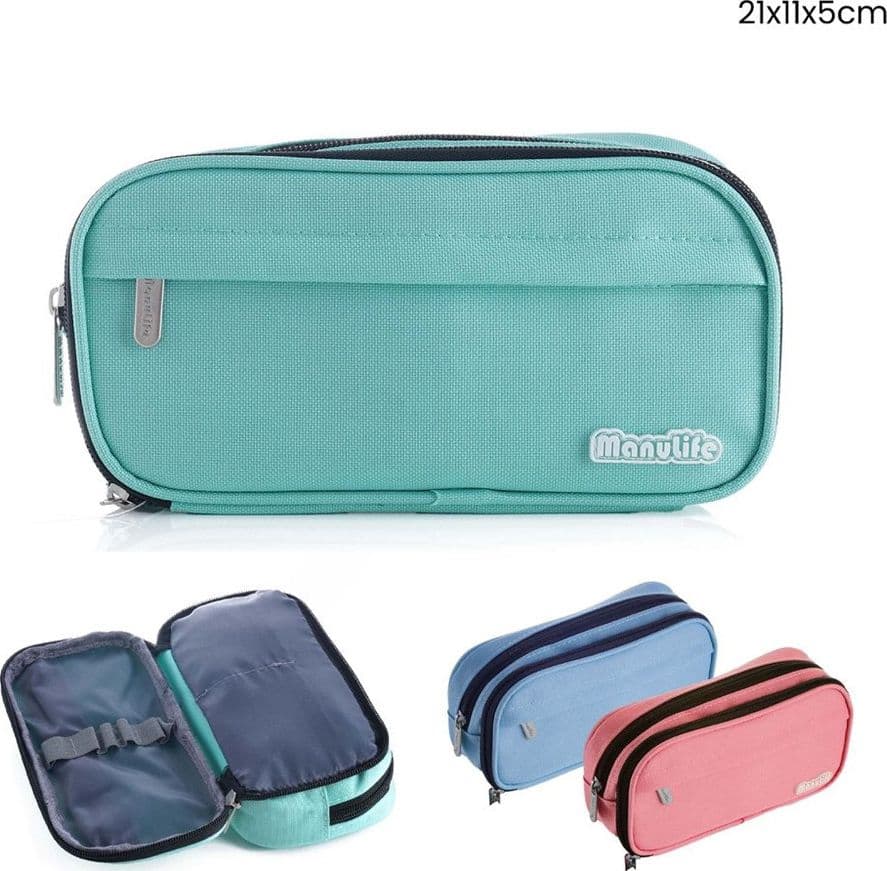 ASTUCCIO SCUOLA DESIGN OVALE COLORI PASTELLO STILE MACARON 21X11X5CM VARI SCOMPARTI 622059 - 3