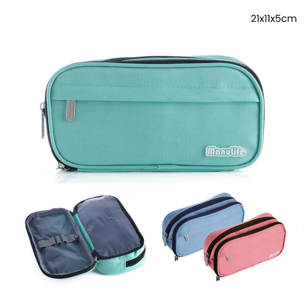 ASTUCCIO SCUOLA DESIGN OVALE COLORI PASTELLO STILE MACARON 21X11X5CM VARI SCOMPARTI 622059 - 3