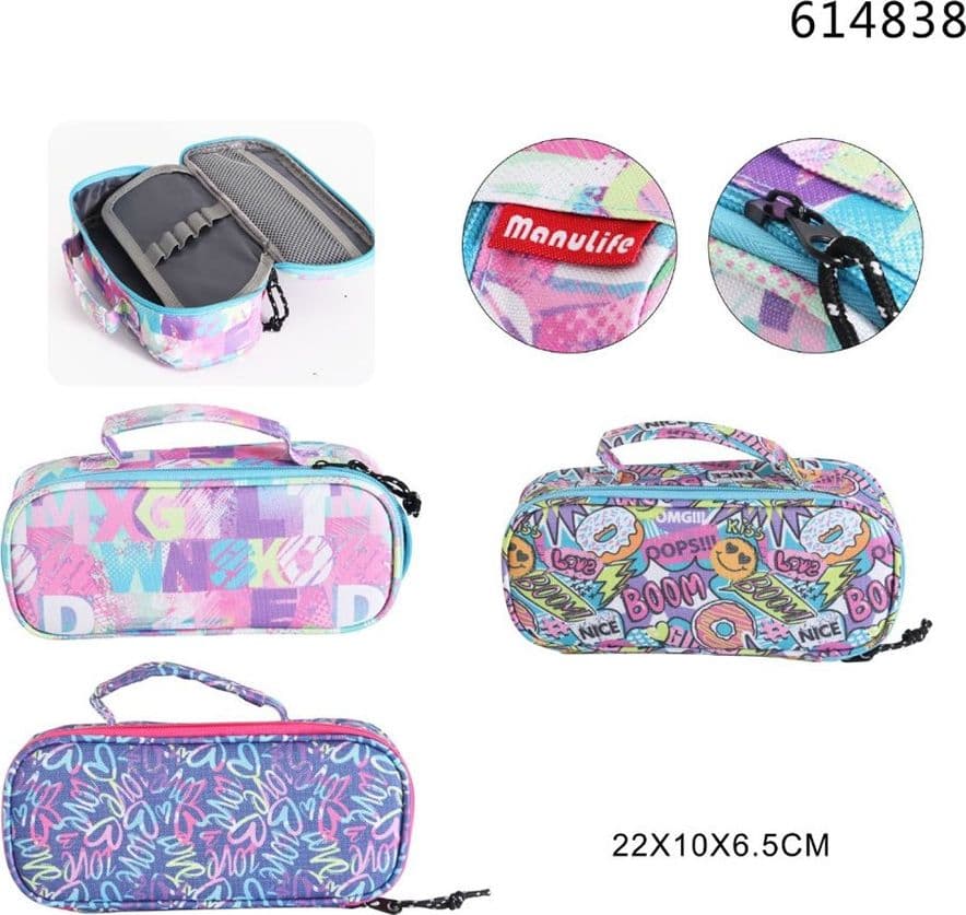 ASTUCCIO BORSA TOTE MULTIFUNZIONE CON ZIP TEMA GRAFFITI DONNA 22X10X6,5CM 614838 - 2