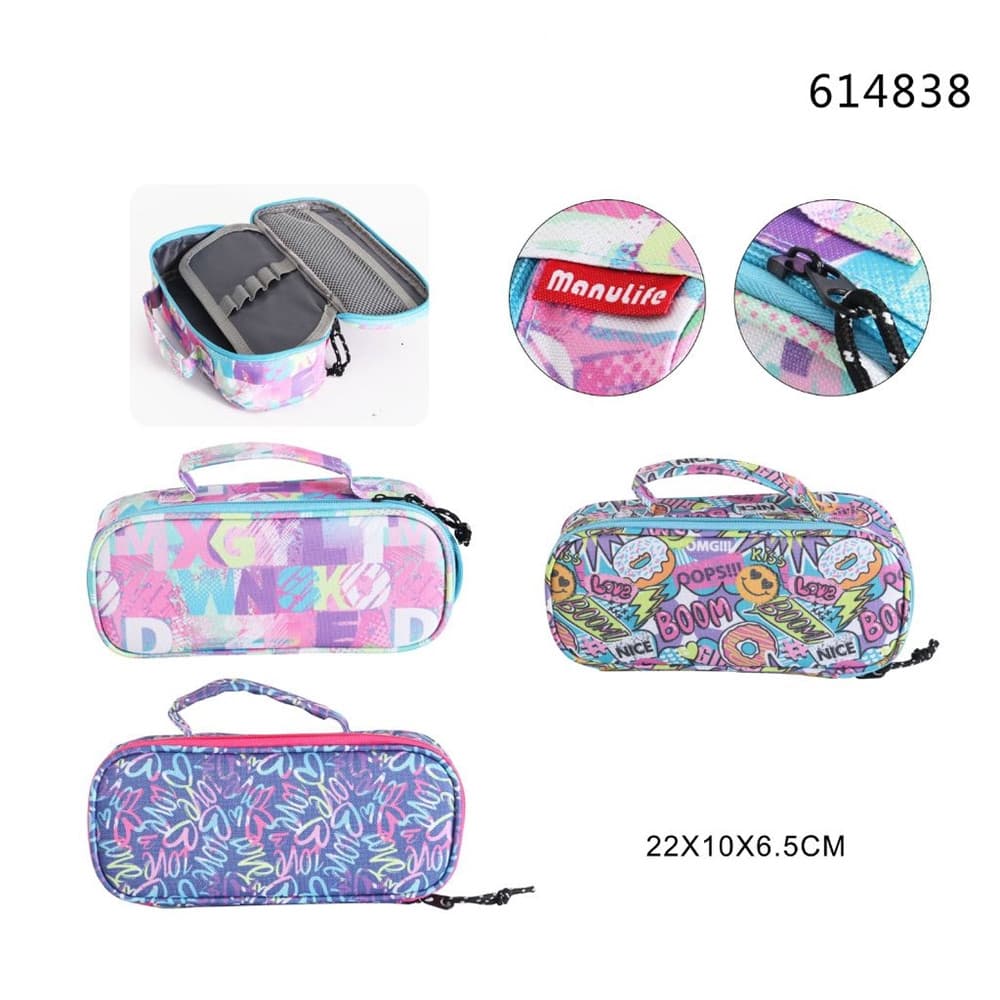 ASTUCCIO BORSA TOTE MULTIFUNZIONE CON ZIP TEMA GRAFFITI DONNA 22X10X6,5CM 614838 - 2