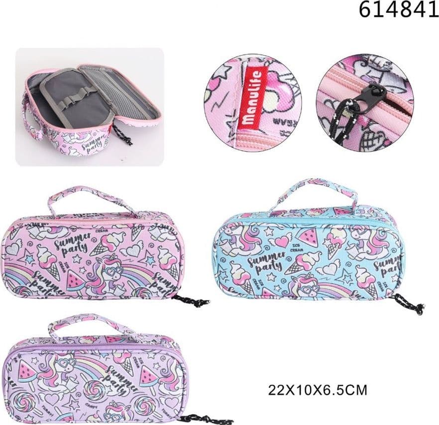 ASTUCCIO BORSA TOTE MULTIFUNZIONE CHIUSURA CON ZIP TEMA UNICORNO 22X10X6,5CM 614841 - 2