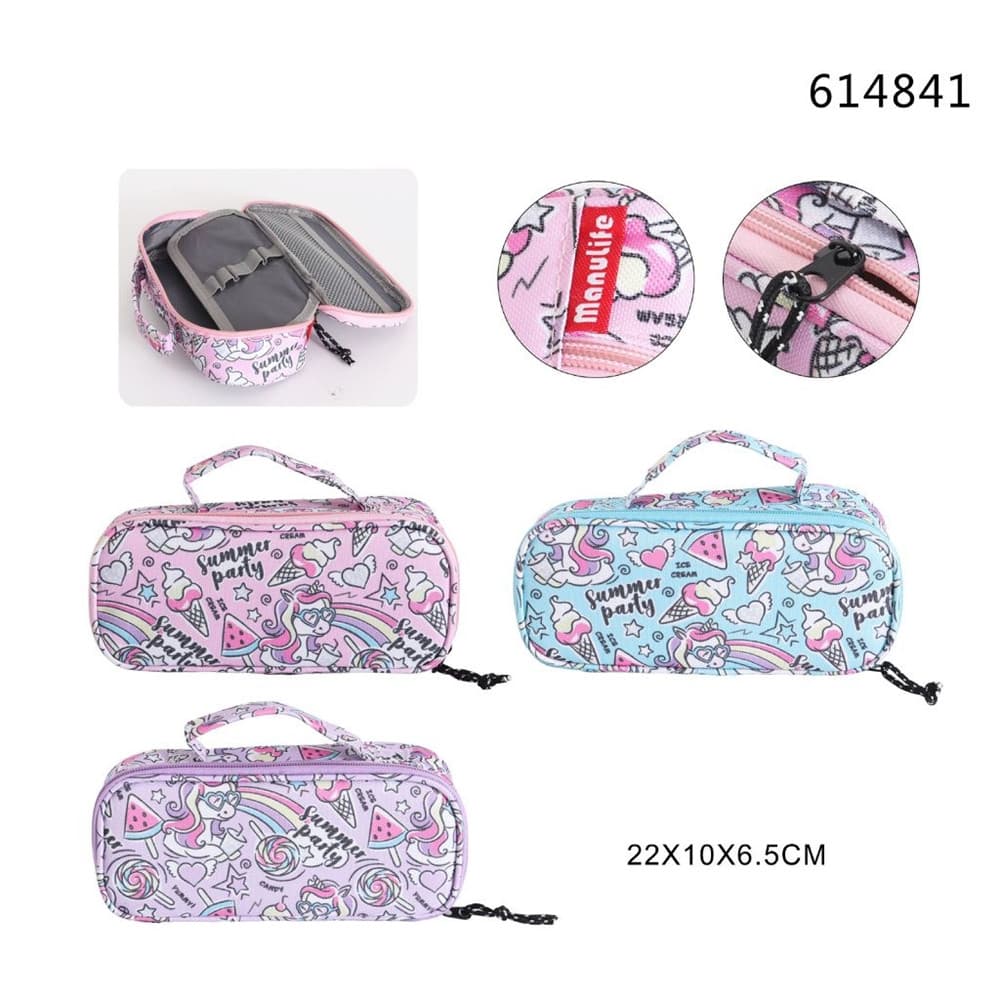 ASTUCCIO BORSA TOTE MULTIFUNZIONE CHIUSURA CON ZIP TEMA UNICORNO 22X10X6,5CM 614841 - 2
