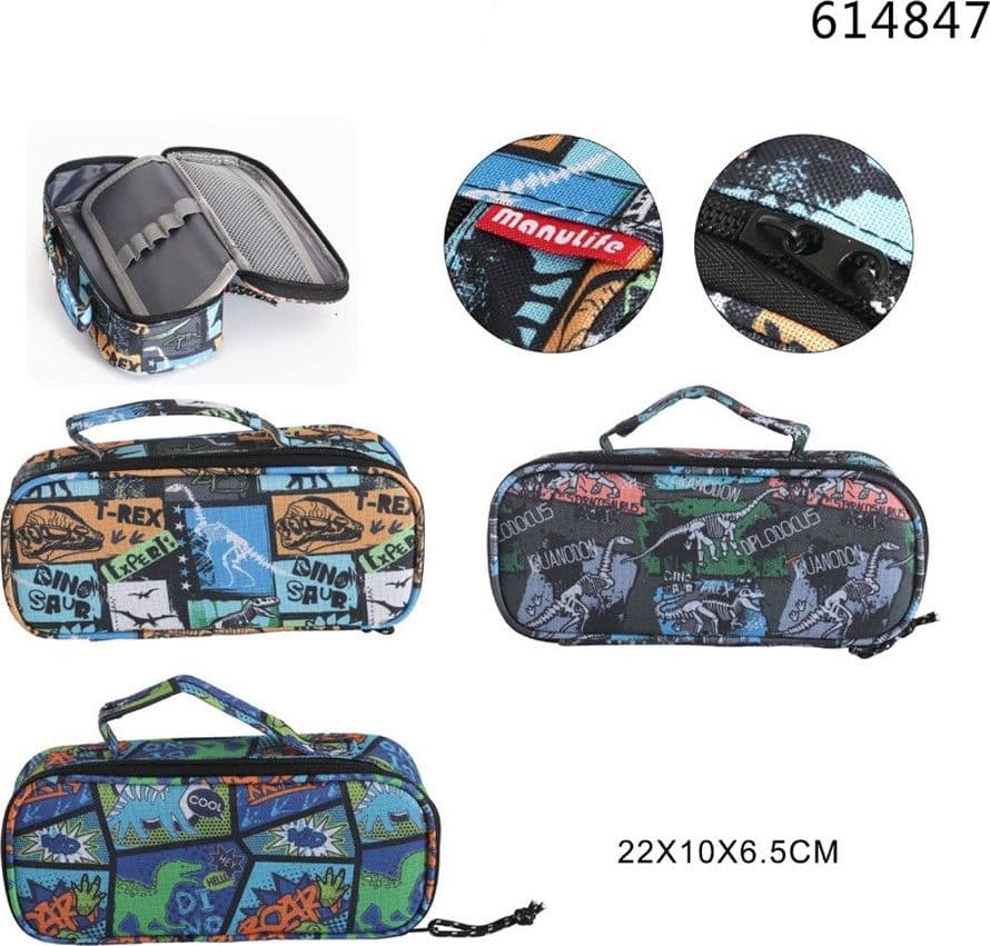 ASTUCCIO BORSA TOTE MULTIFUNZIONE CHIUSURA CON ZIP TEMA DINOSAURO 22X10X6,5CM 614847 - 2