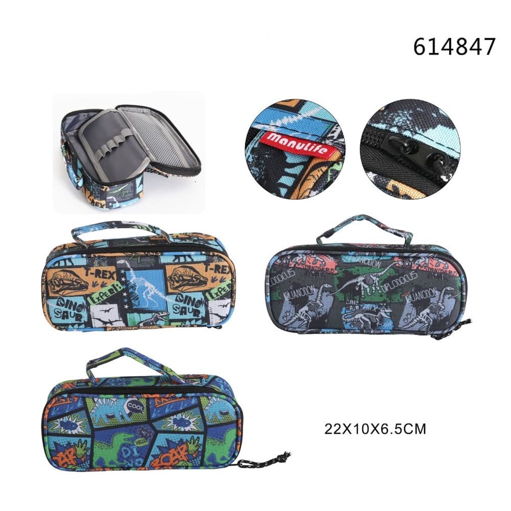 ASTUCCIO BORSA TOTE MULTIFUNZIONE CHIUSURA CON ZIP TEMA DINOSAURO 22X10X6,5CM 614847 - 2