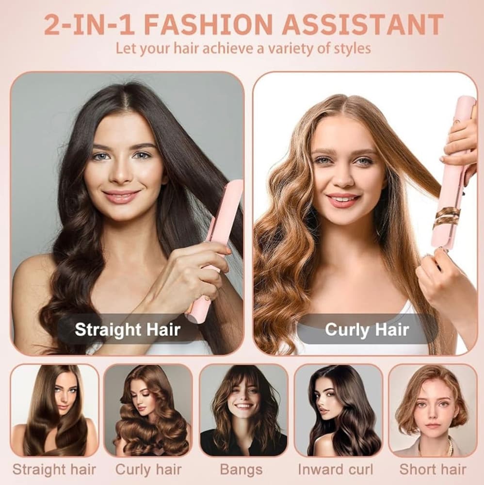 PIASTRA PER ARRICCIARE LISCIARE CAPELLI STYLING 2 IN 1 PORTATILE RICARICABILE SENZA FILI - 4