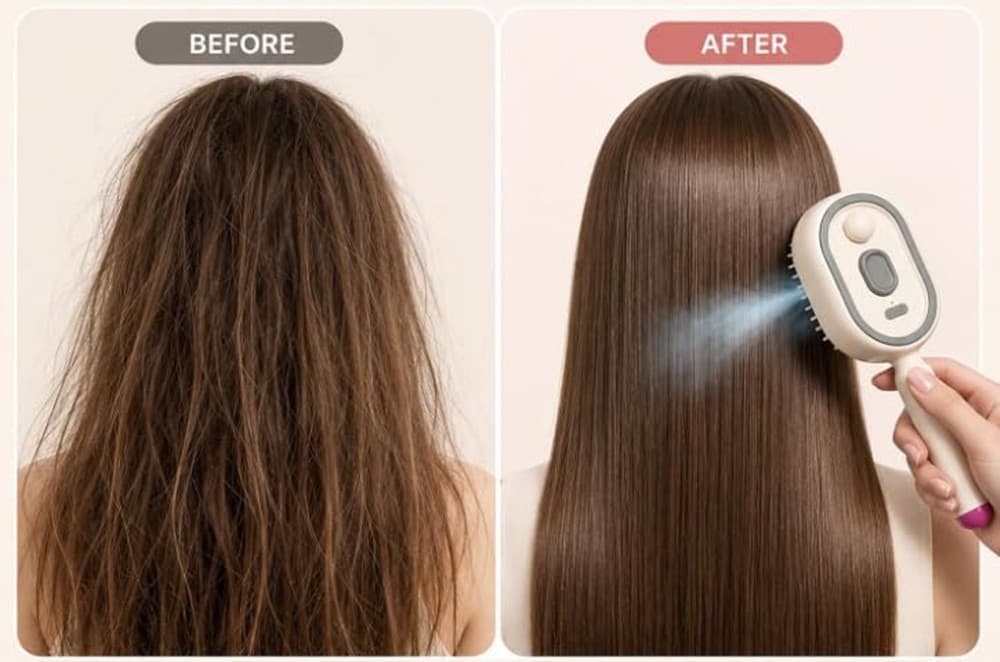 SPAZZOLA VAPORE PIASTRA CAPELLI ANTICRESPO ELETTRICA SENZA FILI RICARICABILE ANTIGROVIGLIO - 17