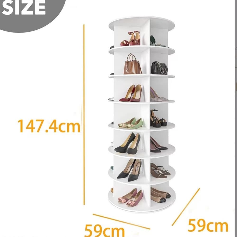 PORTASCARPE SUPPORTO GIREVOLE A 360° PER 28 PAIA SCARPE 7 RIPIANI SALVASPAZIO SCAFFALE - 5