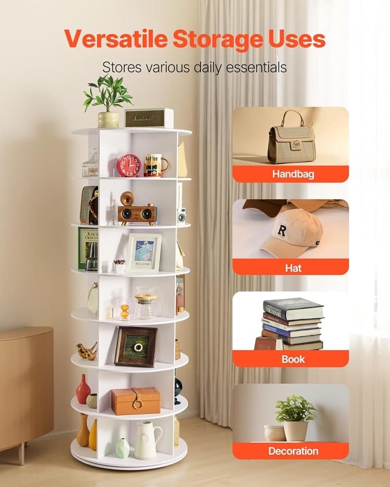 PORTASCARPE SUPPORTO GIREVOLE A 360° PER 28 PAIA SCARPE 7 RIPIANI SALVASPAZIO SCAFFALE - 7