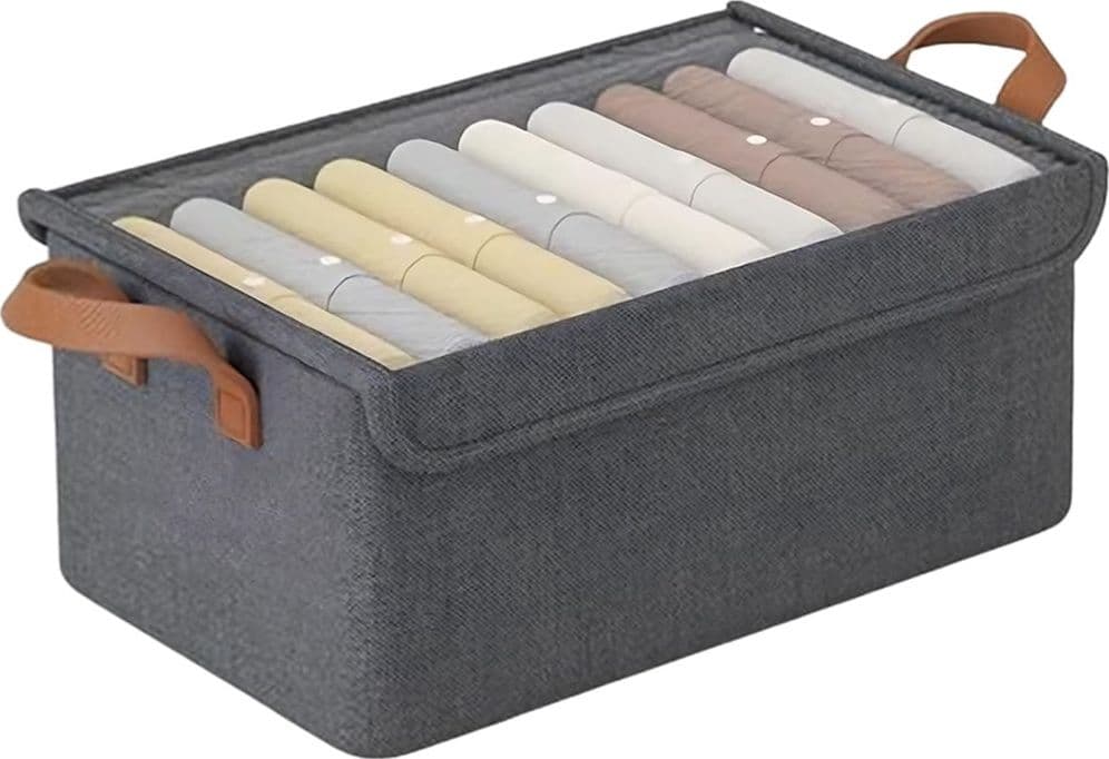 CONTENITORE PORTAOGGETTI 47X28X20CM ORGANIZER ARMADIO PIEGHEVOLE CON COPERCHIO MANIGLIE - 2