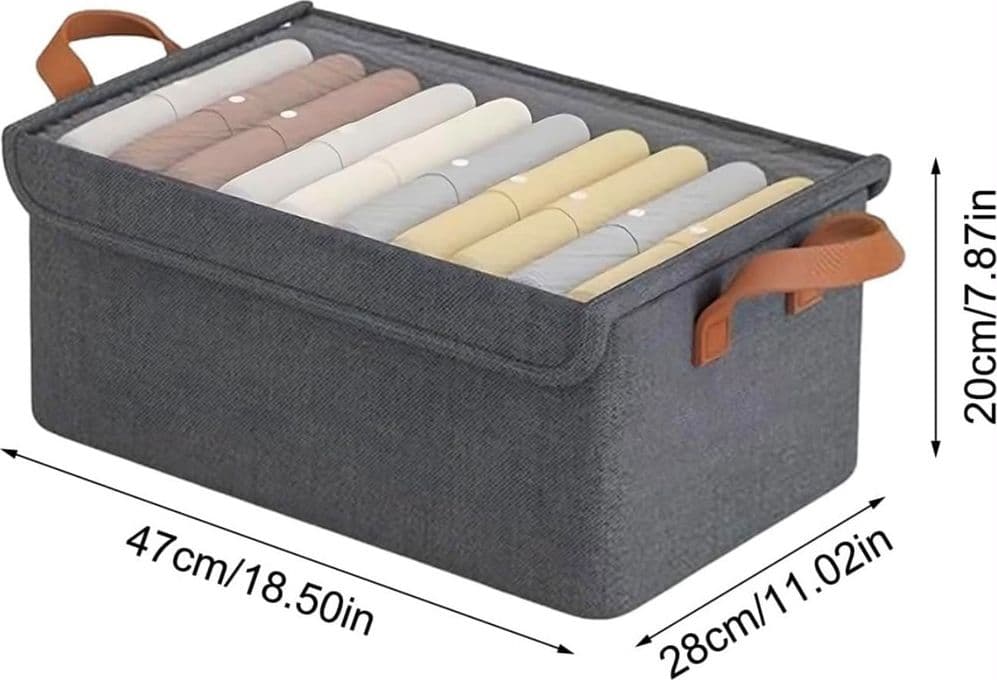 CONTENITORE PORTAOGGETTI 47X28X20CM ORGANIZER ARMADIO PIEGHEVOLE CON COPERCHIO MANIGLIE - 12