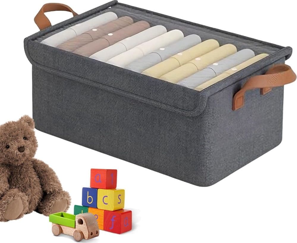 CONTENITORE PORTAOGGETTI 47X28X20CM ORGANIZER ARMADIO PIEGHEVOLE CON COPERCHIO MANIGLIE - 6