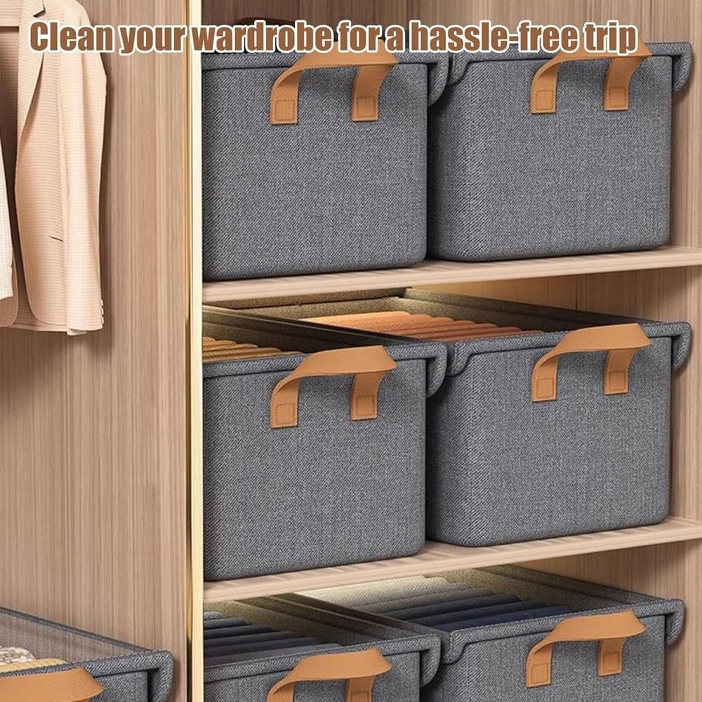 CONTENITORE PORTAOGGETTI 47X28X20CM ORGANIZER ARMADIO PIEGHEVOLE CON COPERCHIO MANIGLIE - 7