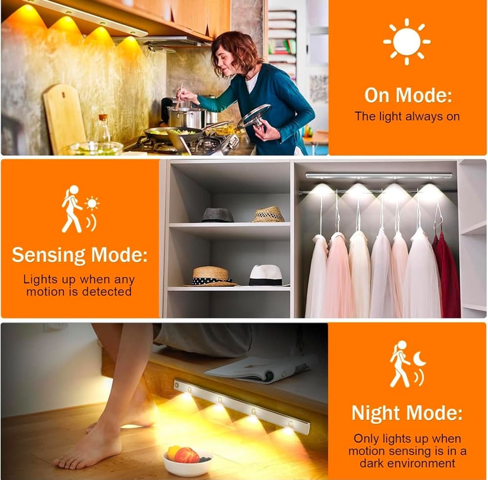 LUCE LED MAGNETICA SOTTOPENSILE RICARICABILE DA 60 CM CON SENSORE MOVIMENTO WIRELESS - 3
