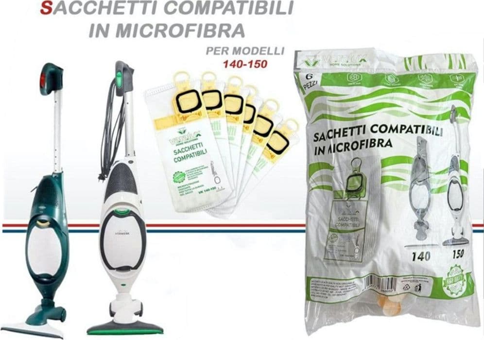 SET 6 SACCHETTI PER ASPIRAPOLVERE IN MICROFIBRA COMPATIBILI PER MODELLI VK140/VK150 88057 - 2