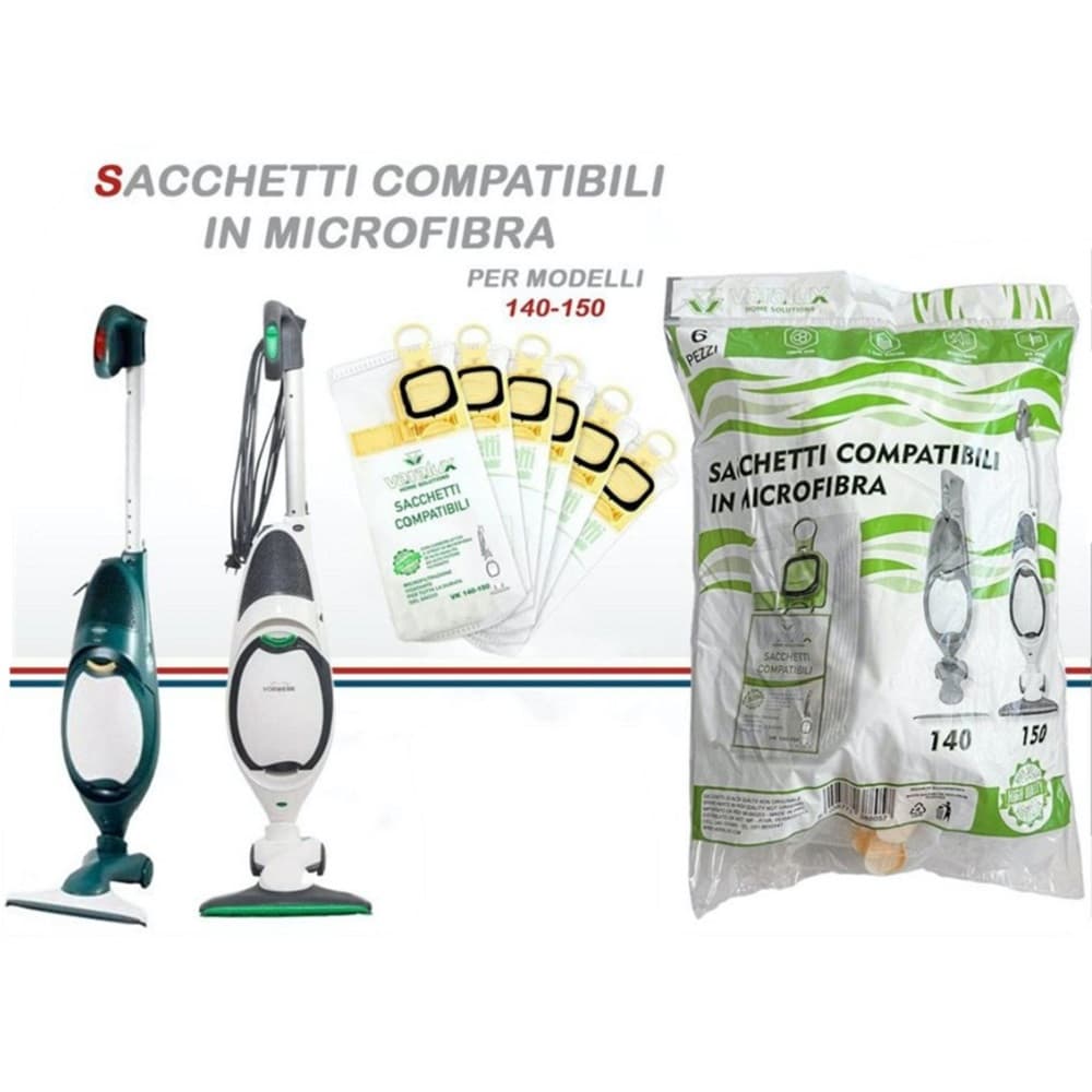 SET 6 SACCHETTI PER ASPIRAPOLVERE IN MICROFIBRA COMPATIBILI PER MODELLI VK140/VK150 88057 - 2