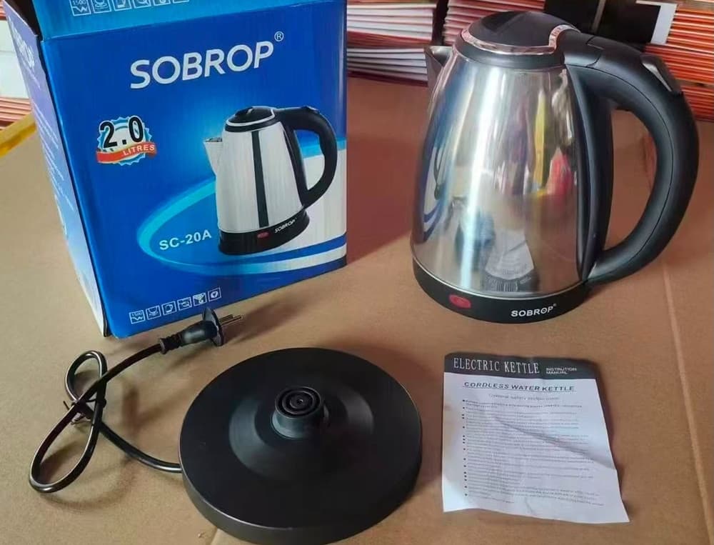 BOLLITORE ELETTRICO CORDLESS CAPACITÀ 2 LITRI SC-20A IN ACCIAIO INOX LUCE INTERNA BLU - 2