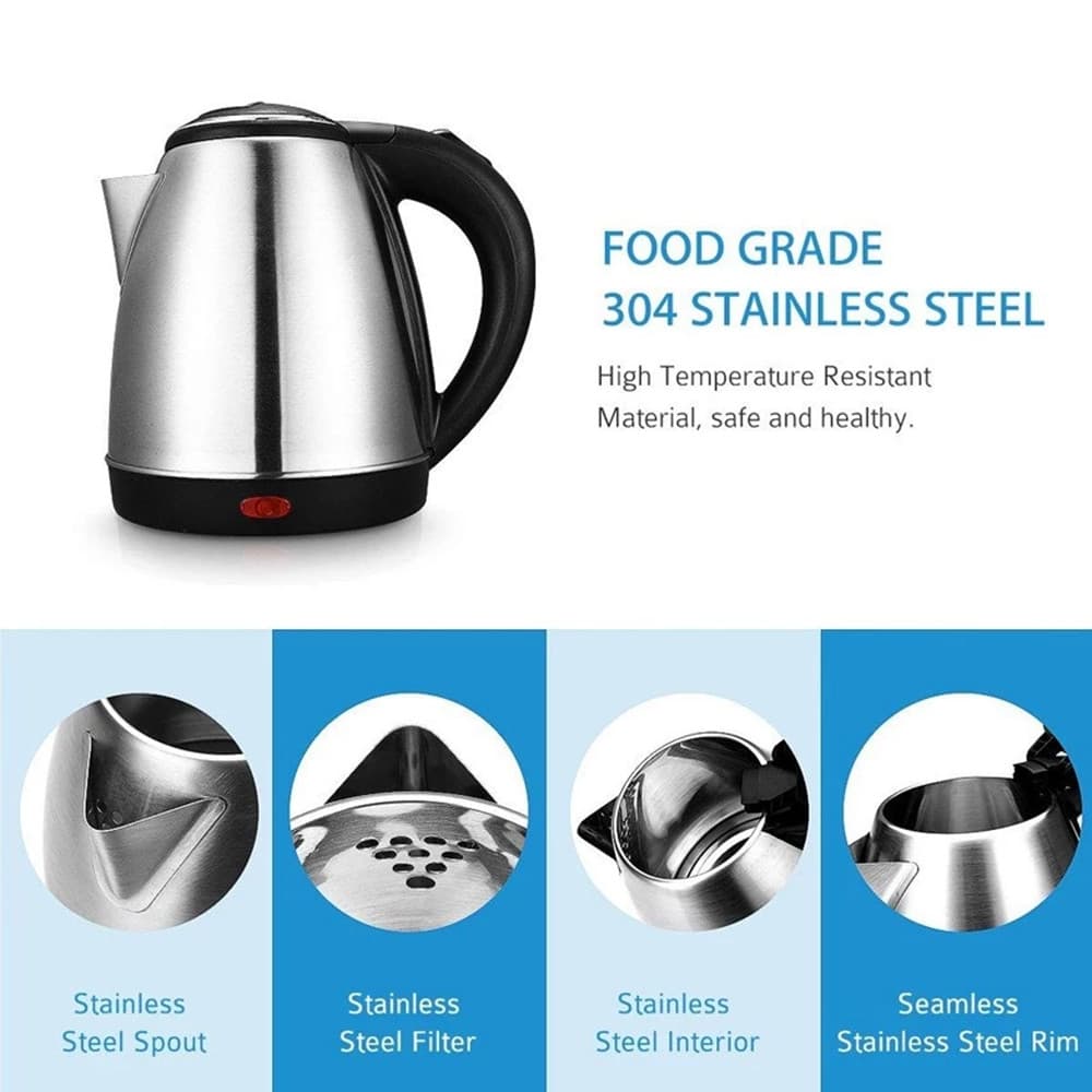 BOLLITORE ELETTRICO CORDLESS CAPACITÀ 2 LITRI SC-20A IN ACCIAIO INOX LUCE INTERNA BLU - 3