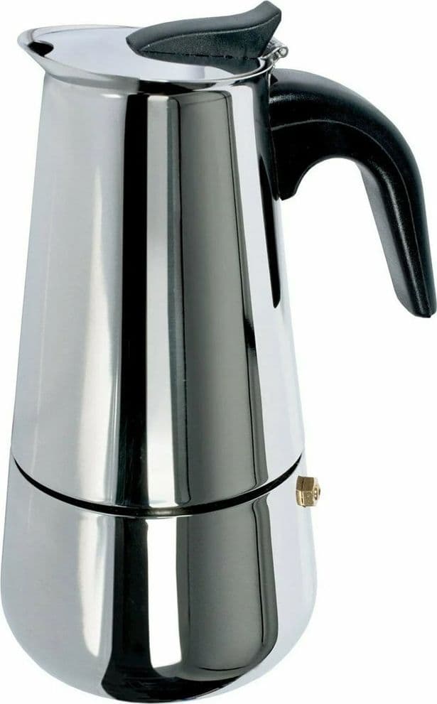 CAFFETTIERA MOKA IN ACCIAIO INOX LUCIDO CON MANICO IN BACHELITE DA 6 TAZZE FONDO INDUZIONE - 2