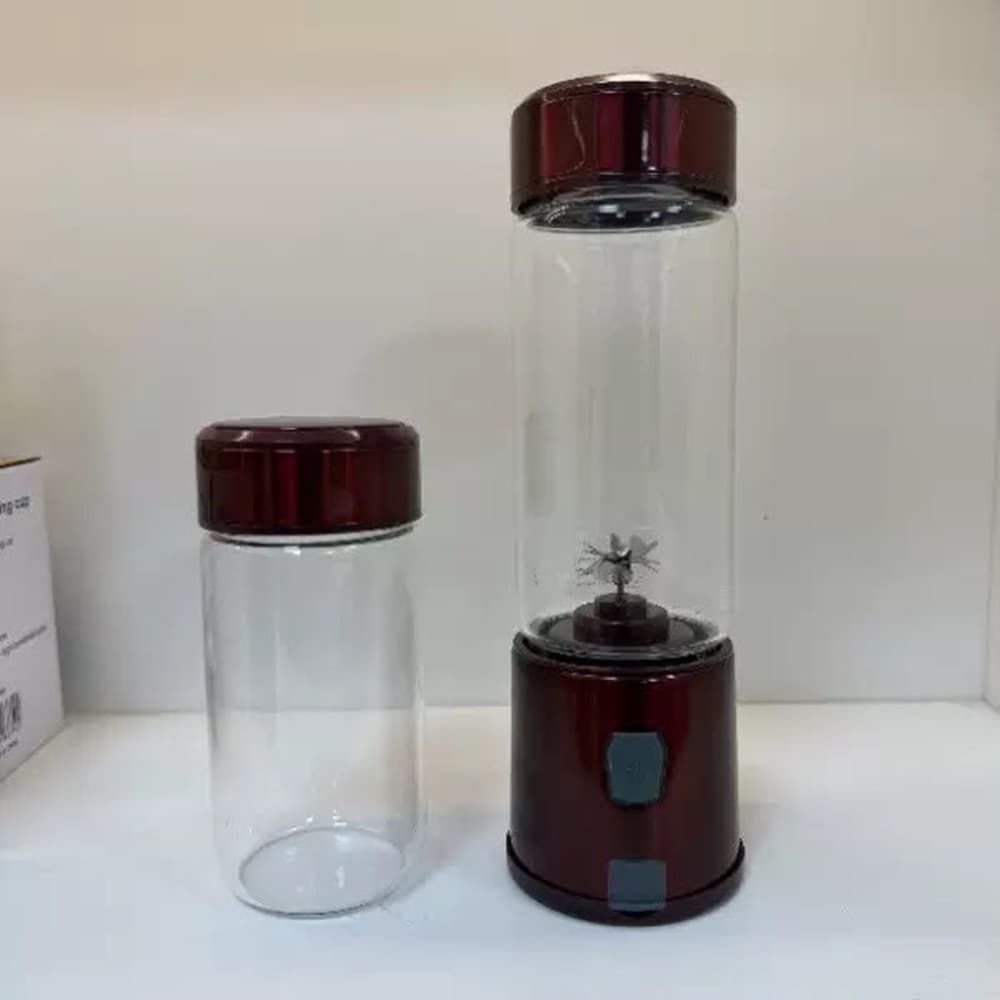 FRULLATORE PORTATILE RICARICABILE USB CON BICCHIERE VETRO ACCIAIO PER SMOOTHIE MILKSHAKE - 2