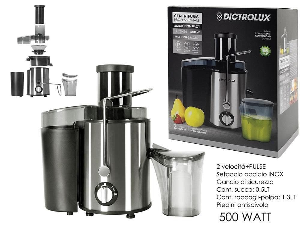 CENTRIFUGA ESTRATTORE SUCCO 500W MAX 1800 GIRI/MIN 2 VELOCITÀ SISTEMA FILTRANTE IN ACCIAIO - 2