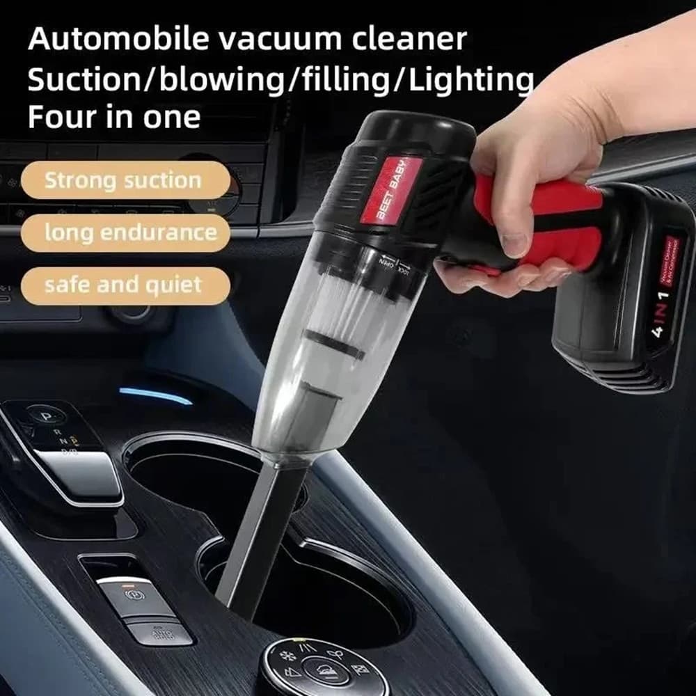 ASPIRAPOLVERE GONFIATORE 4IN1 MULTIFUNZIONE PORTATILE SENZA FILI LUCE LED AUTO CASA UFFICI - 6