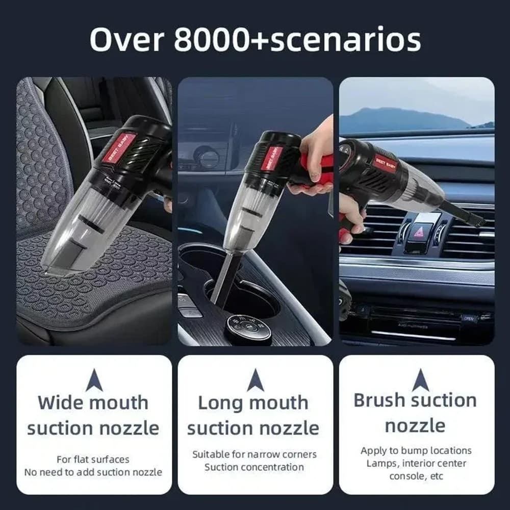 ASPIRAPOLVERE GONFIATORE 4IN1 MULTIFUNZIONE PORTATILE SENZA FILI LUCE LED AUTO CASA UFFICI - 7