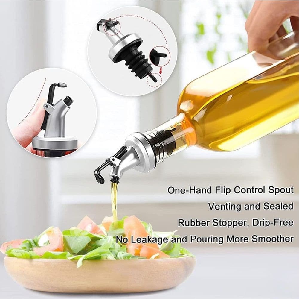 SET BOTTIGLIE DISPENSER PER OLIO BARATTOLI CONTENITORI PER CONDIMENTI SPEZIE DA 5PZ CUCINA - 4