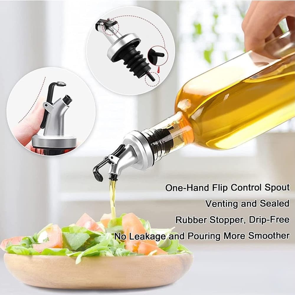 SET BOTTIGLIE DISPENSER PER OLIO BARATTOLI CONTENITORI PER CONDIMENTI SPEZIE DA 5PZ CUCINA - 4