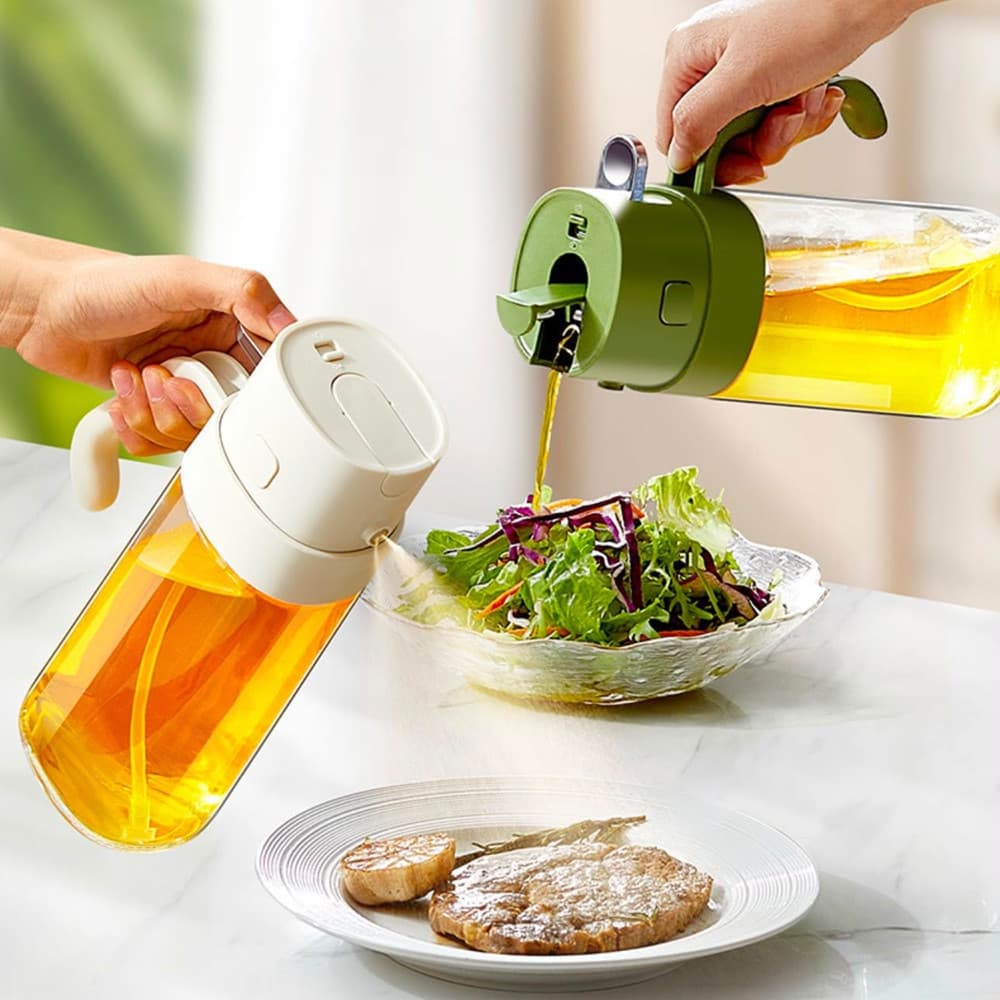 SPRUZZATORE DISPENSER OLIO 2IN1 DA 550ML IMPUGNATURA ERGONOMICA TAPPO A SCATTO AUTOMATICO - 2