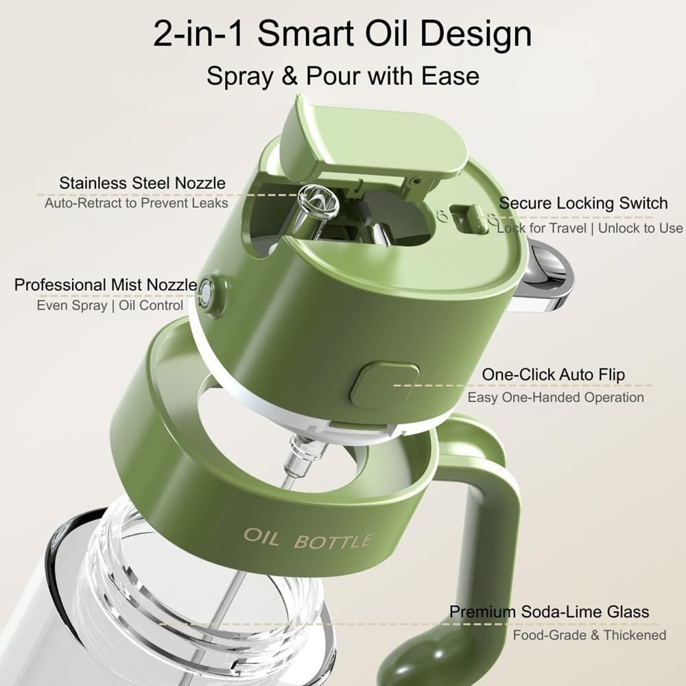 SPRUZZATORE DISPENSER OLIO 2IN1 DA 550ML IMPUGNATURA ERGONOMICA TAPPO A SCATTO AUTOMATICO - 3