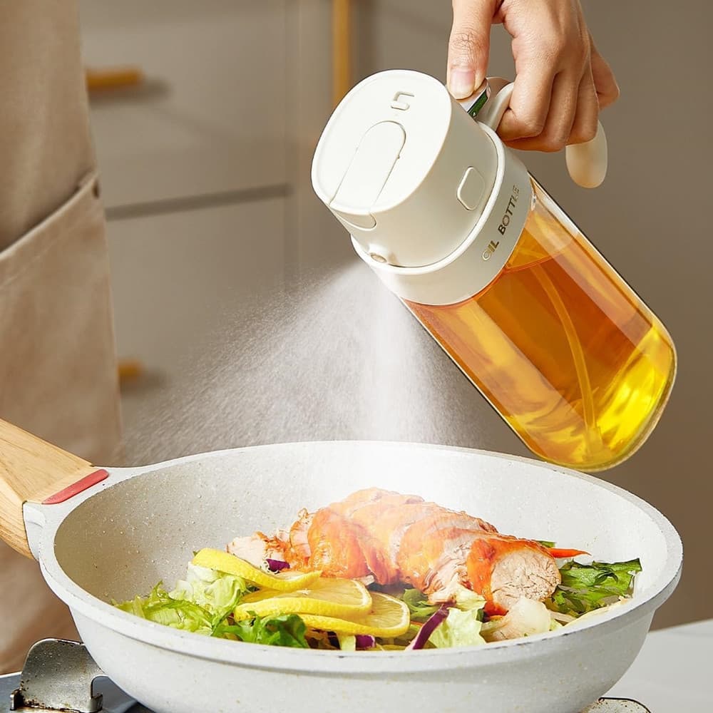 SPRUZZATORE DISPENSER OLIO 2IN1 DA 550ML IMPUGNATURA ERGONOMICA TAPPO A SCATTO AUTOMATICO - 4