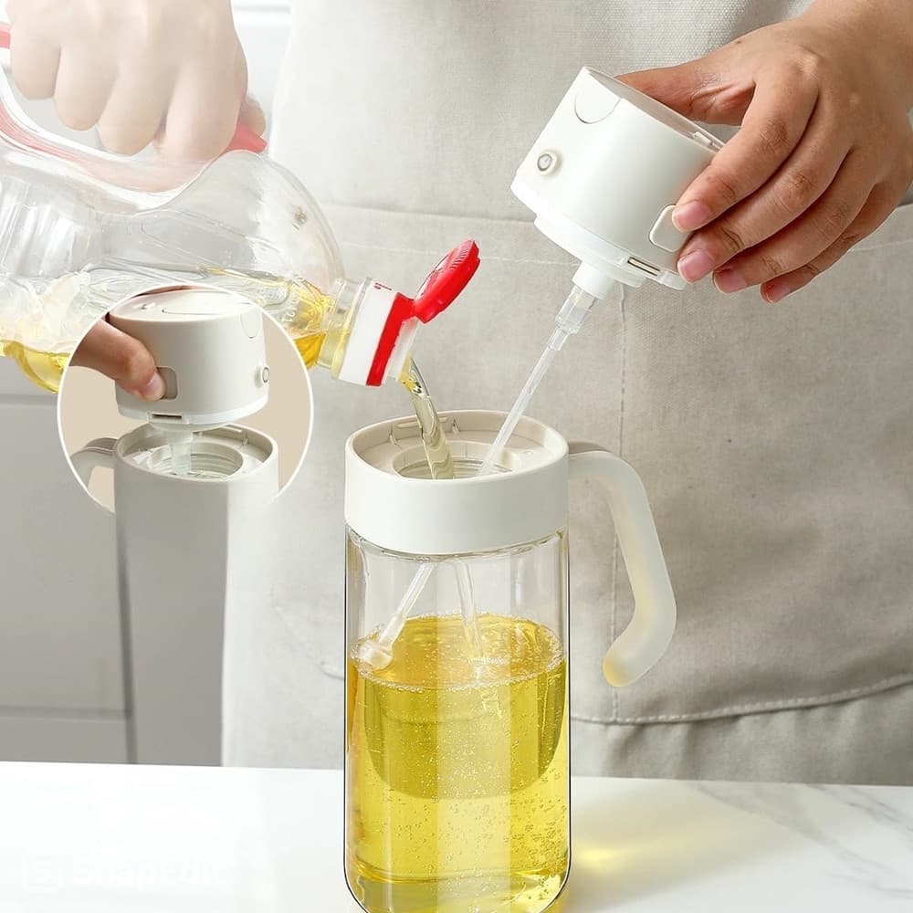 SPRUZZATORE DISPENSER OLIO 2IN1 DA 550ML IMPUGNATURA ERGONOMICA TAPPO A SCATTO AUTOMATICO - 5
