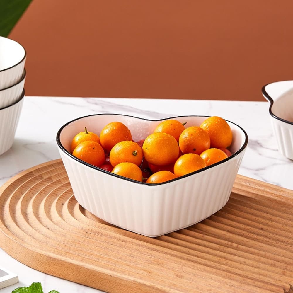 SET DI 5 CIOTOLE A FORMA DI CUORE ROTONDE PER INSALATE ZUPPE SNACK DESSERT CUCINA CASA - 8