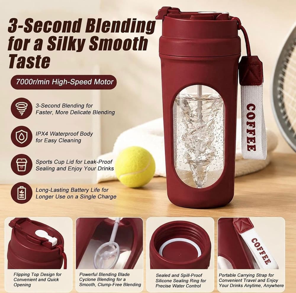 SHAKER ELETTRICO BORRACCIA FRULLATORE BICCHIERE PER MISCELARE AUTOMATICO PORTATILE BEVANDE - 2