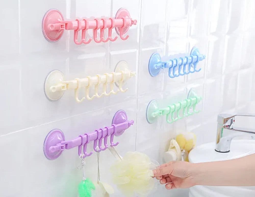 2PZ ORGANIZZATORE CON GANCI VENTOSE PARETE CUCINA BAGNO APPENDIABITI ASCIUGAMANI UTENSILI - 13