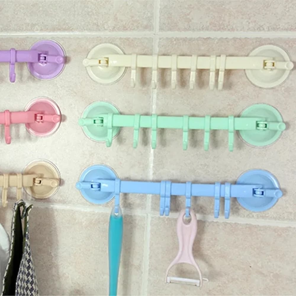 2PZ ORGANIZZATORE CON GANCI VENTOSE PARETE CUCINA BAGNO APPENDIABITI ASCIUGAMANI UTENSILI - 9