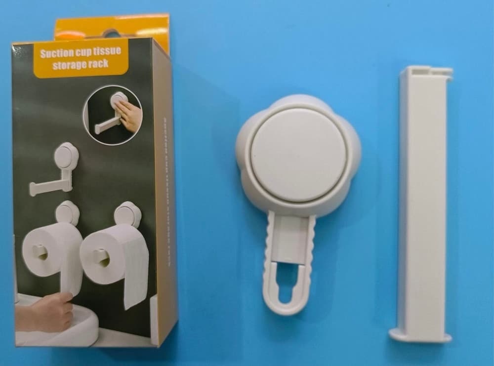 PORTA ROTOLO PER CARTA IGIENICA A PARETE PER BAGNO CASA FISSAGGIO A VENTOSA BIANCO - 2