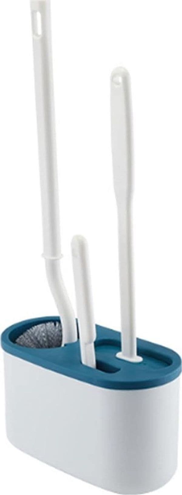 SET PULIZIA 3IN1 CON SCOPINI SPAZZOLA PER WC TIPO S IN SILICONE SUPPORTO DA PARETE BAGNO - 4