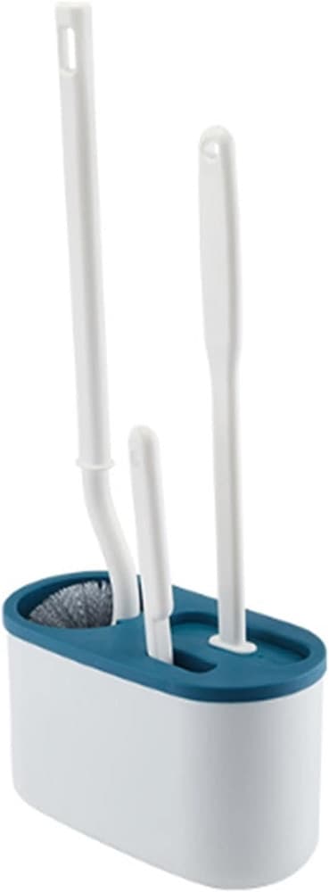 SET PULIZIA 3IN1 CON SCOPINI SPAZZOLA PER WC TIPO S IN SILICONE SUPPORTO DA PARETE BAGNO - 4