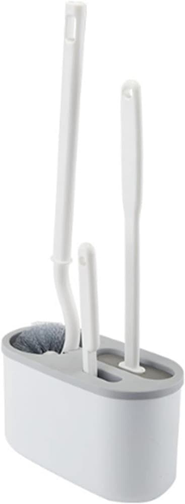 SET PULIZIA 3IN1 CON SCOPINI SPAZZOLA PER WC TIPO S IN SILICONE SUPPORTO DA PARETE BAGNO - 5