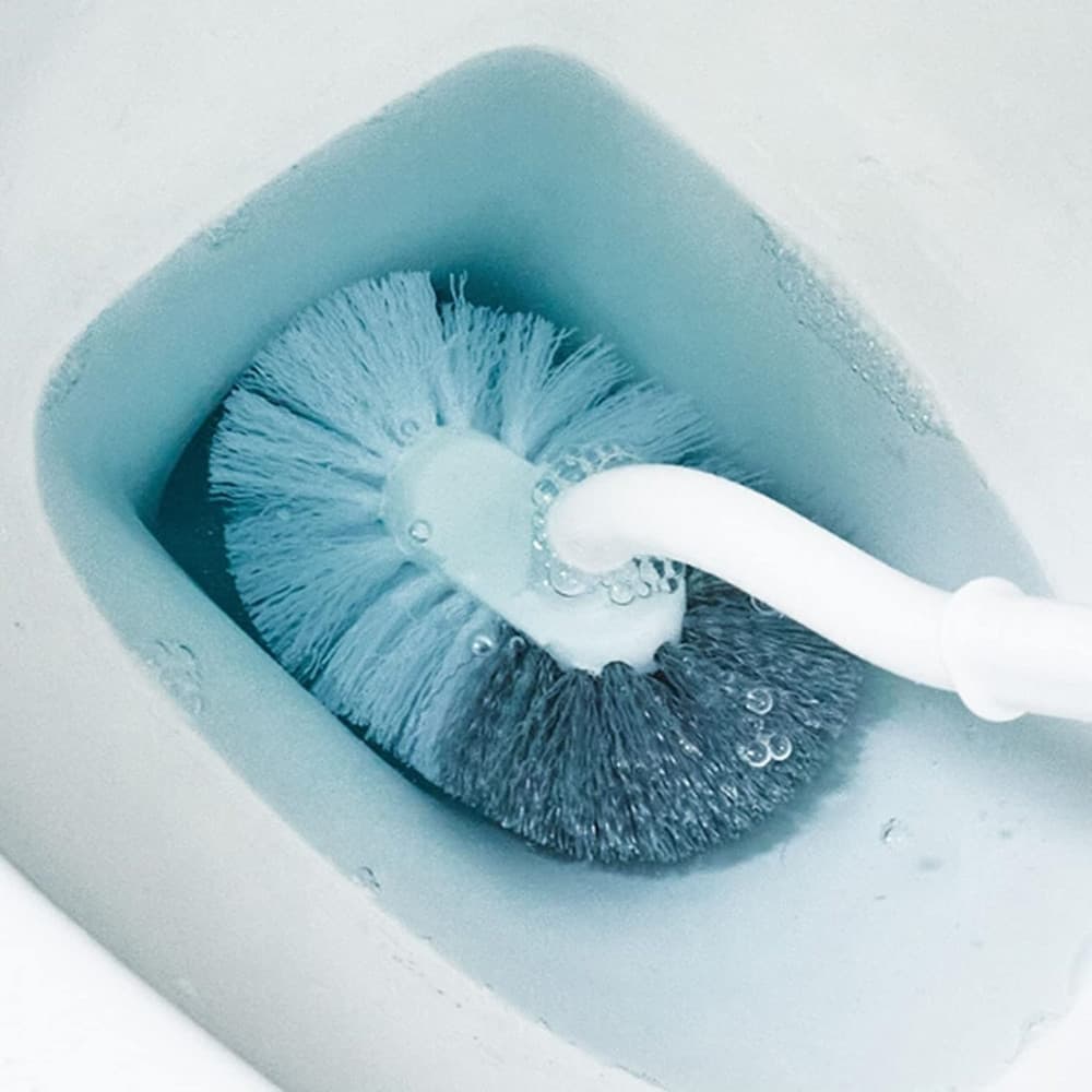 SET PULIZIA 3IN1 CON SCOPINI SPAZZOLA PER WC TIPO S IN SILICONE SUPPORTO DA PARETE BAGNO - 7