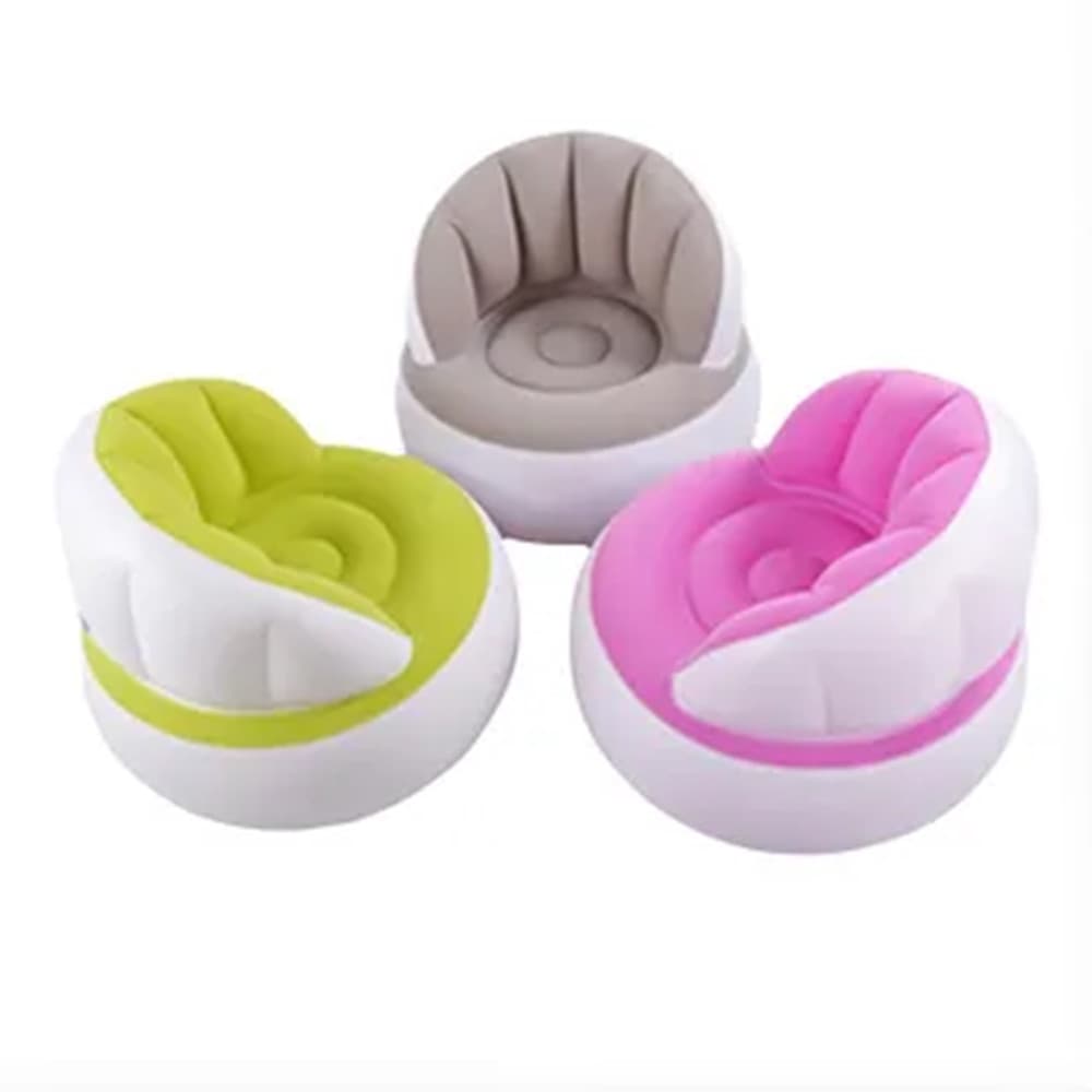 DIVANO GONFIABILE SINGOLO POLTRONA CON RIVESTIMENTO FLOCCATO COLORATO SCHIENALE POMPA - 7