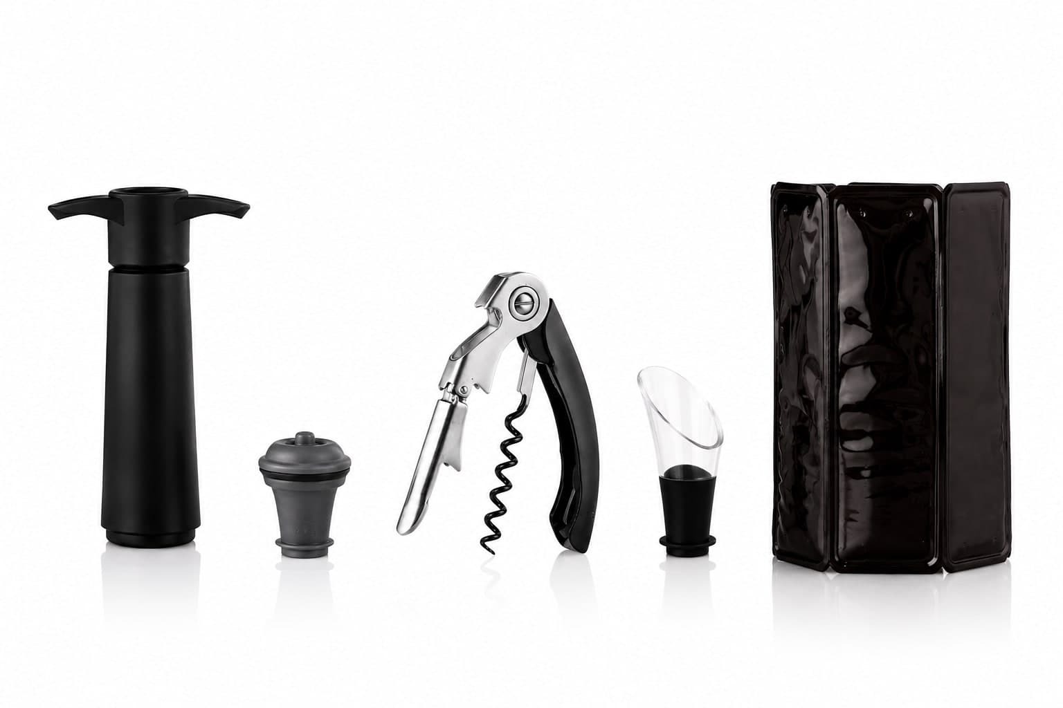 Set Accessori Vino 5 Pezzi con Pompa Sottovuoto, Cavatappi Sommelier, Tappo Ermetico, Versatore e Refrigeratore per Bottiglia - 3