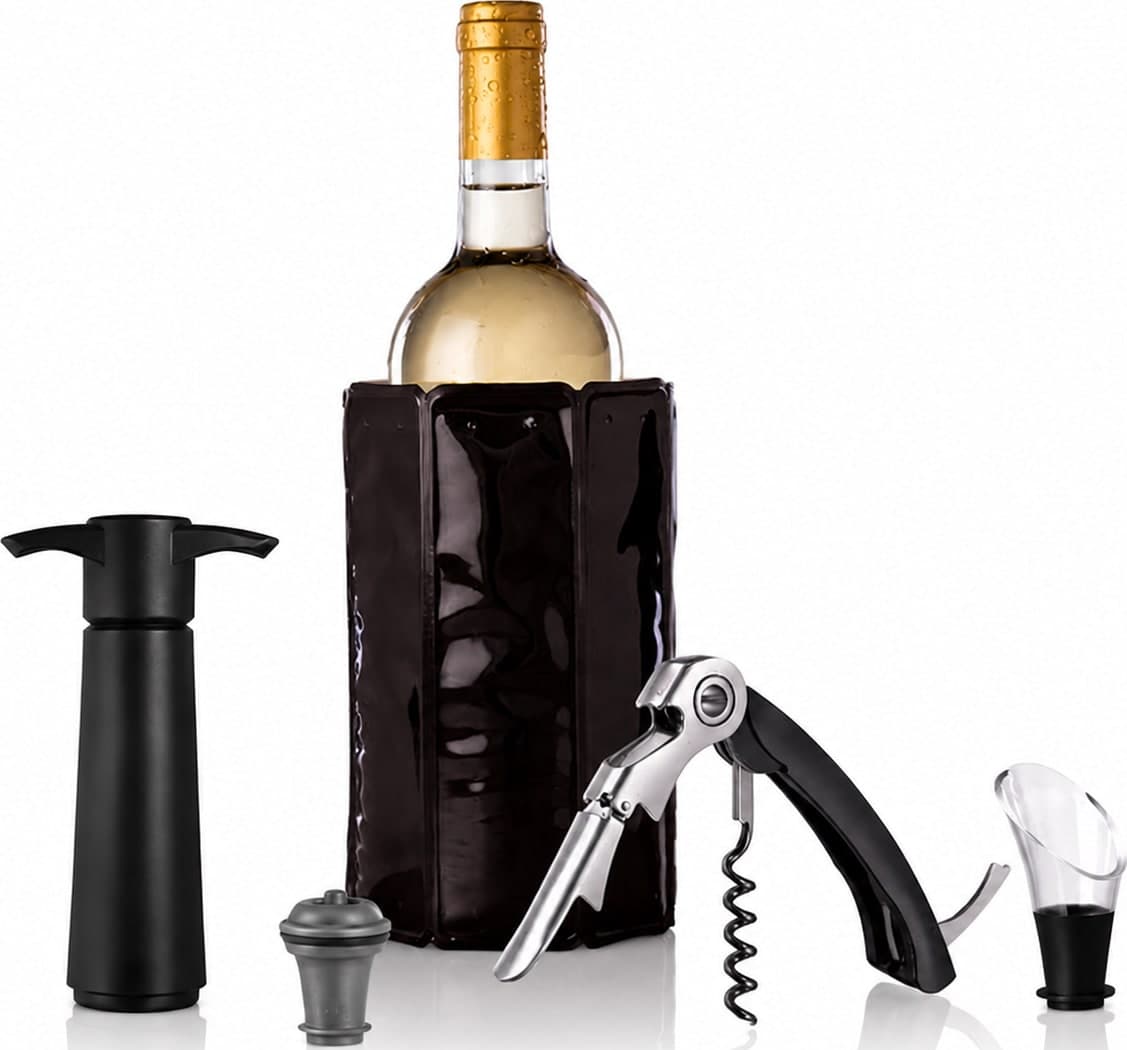 Set Accessori Vino 5 Pezzi con Pompa Sottovuoto, Cavatappi Sommelier, Tappo Ermetico, Versatore e Refrigeratore per Bottiglia - 4