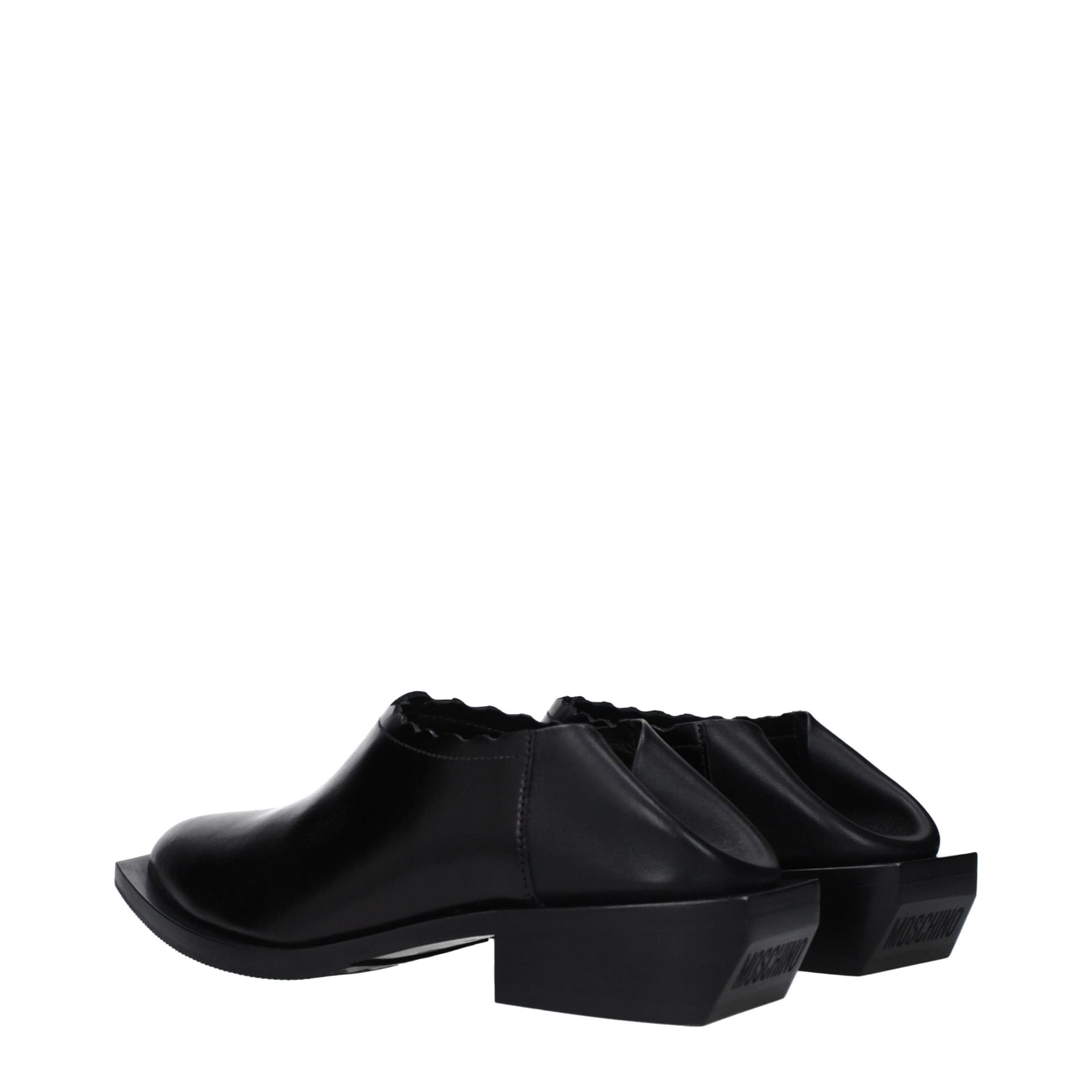 Moschino Black Leather Mules - 4