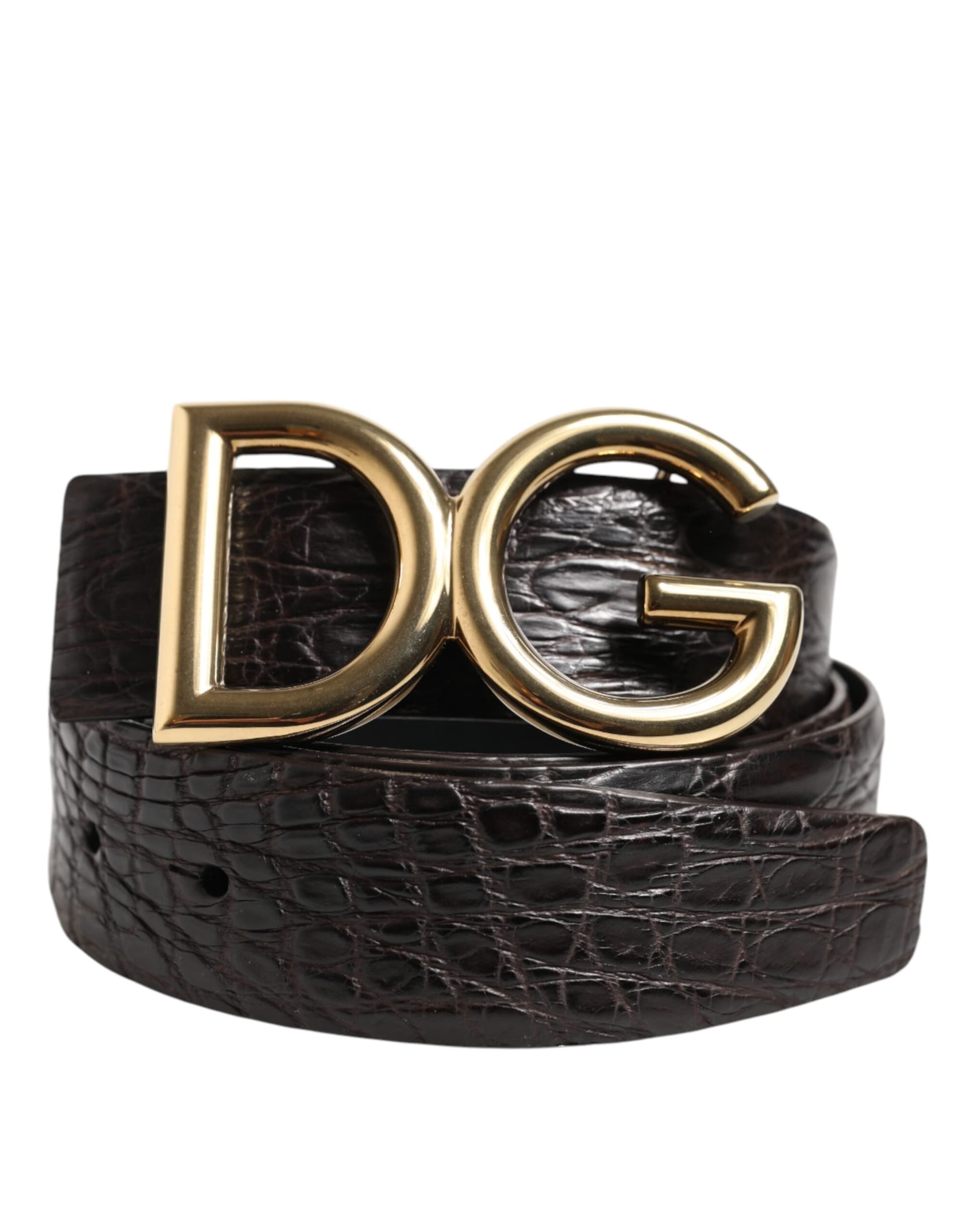 Dolce & Gabbana Black Exotic Leather DG Logo Buckle Belt - 2