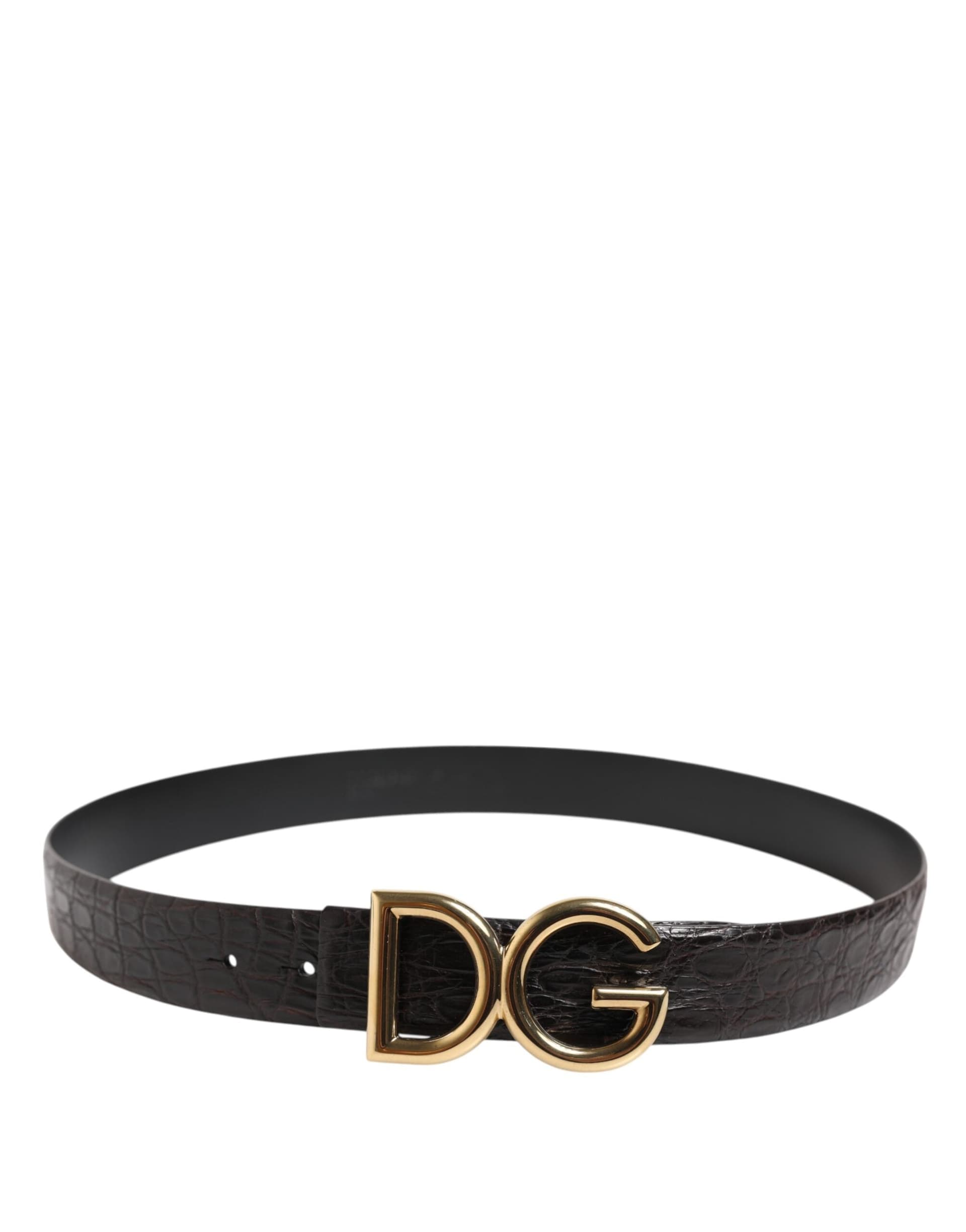 Dolce & Gabbana Black Exotic Leather DG Logo Buckle Belt - 3